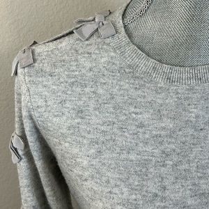 TED BAKER Sweater Pullover Bows Peek a Boo Sleeves Gray Women’s Size 1